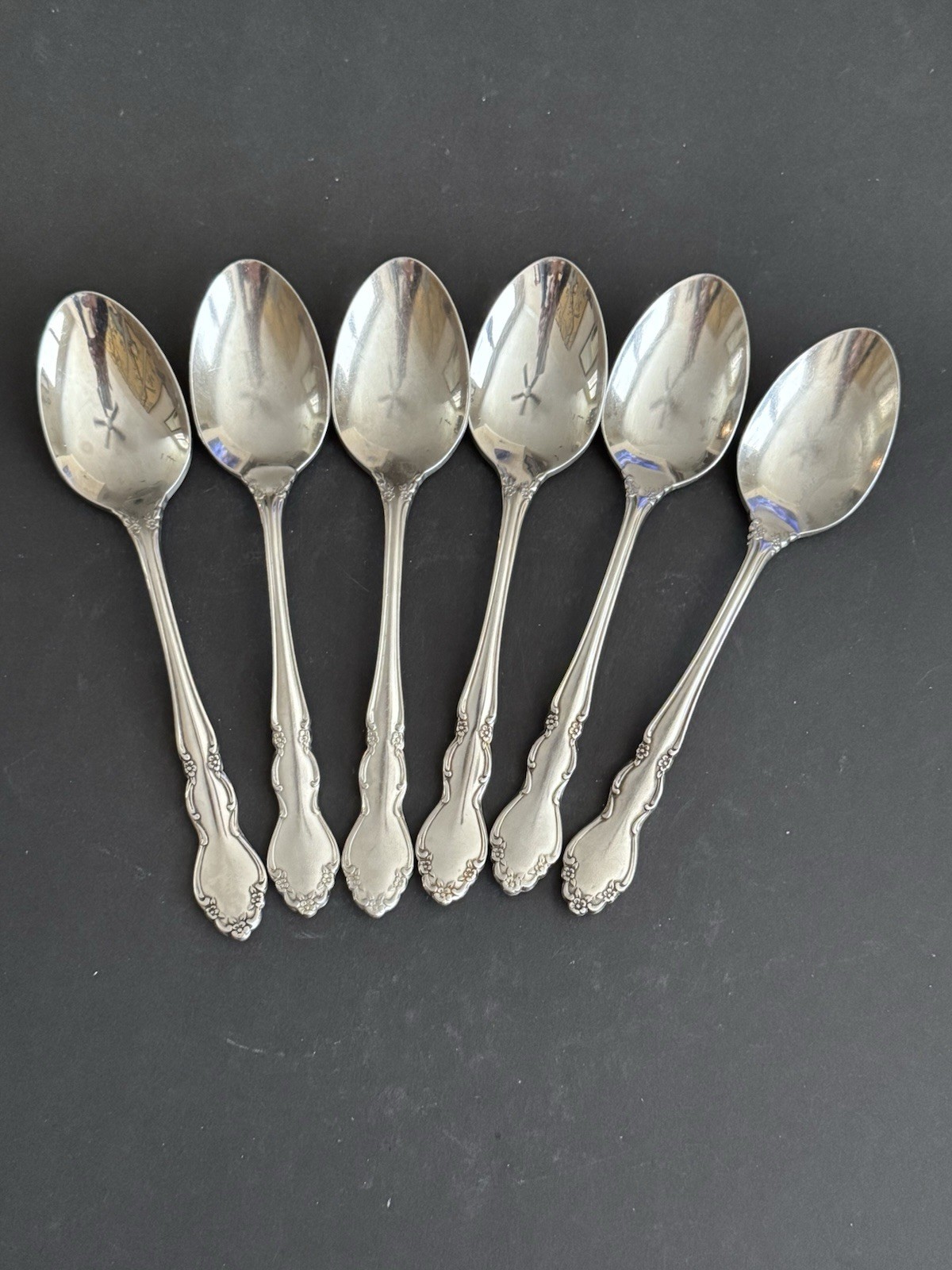 Oneida DOVER TEASPOONS Heirloom Cube Stainless Flatware Glossy Lot Of 6
