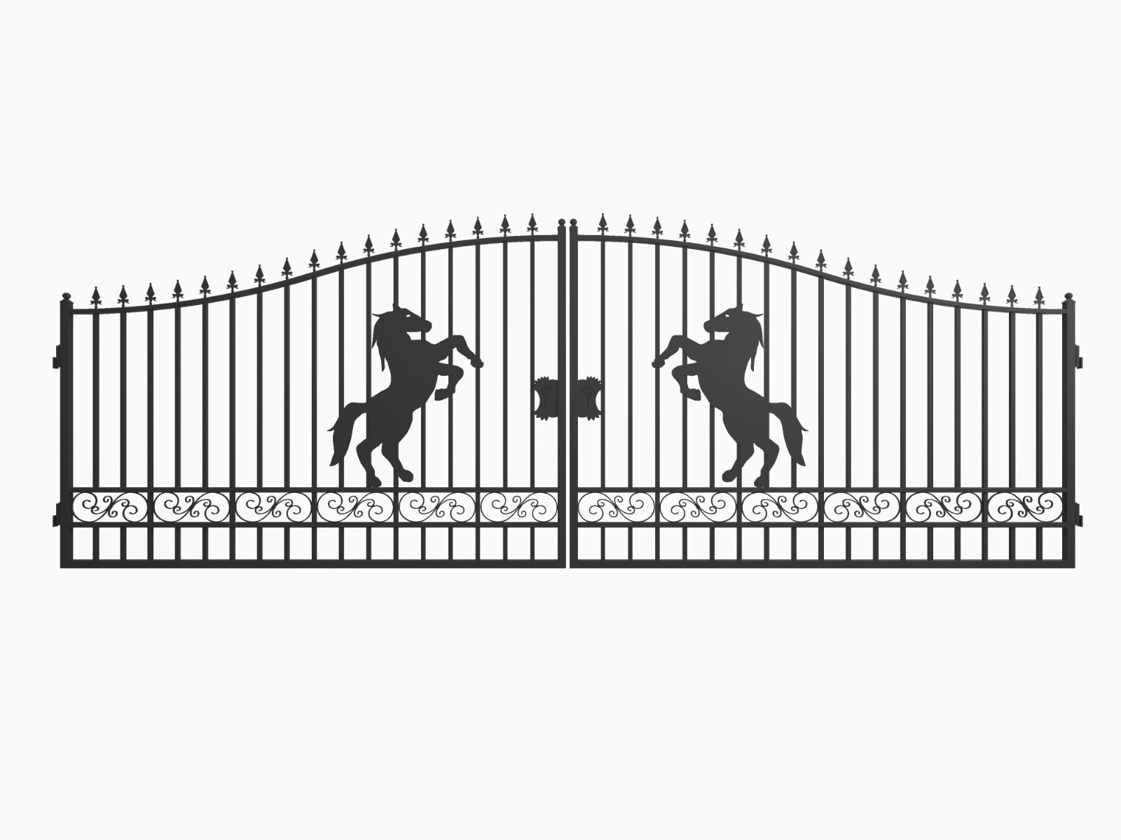 18x8 FT Heavy Duty Steel Dual Swing Driveway Gate| Powder Coated|Horse Style