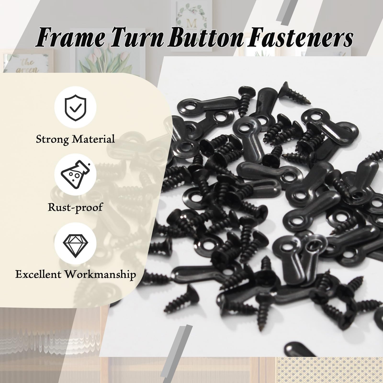 100 Pack Metal Picture Frames Turn Button Fasteners with 100 Pieces Screws - ...