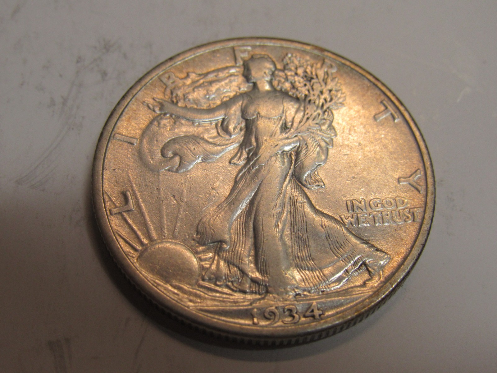 UNITED STATES 1934 WALKING  LIBERTY SILVER HALF DOLLAR  VG TO F *