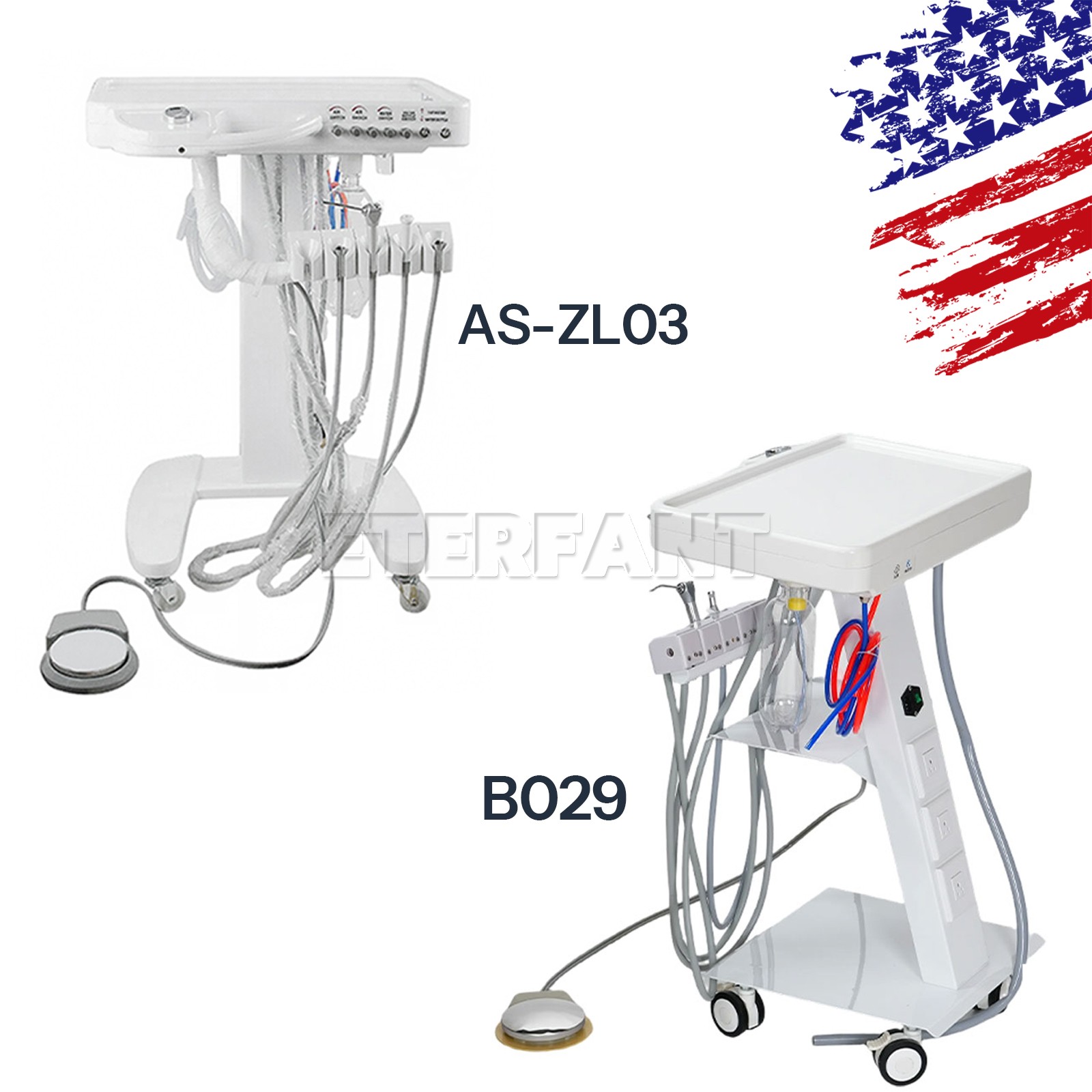 ENTERFANT Portable 4H Mobile Dental Delivery Unit System Treatment/ Suction Cart