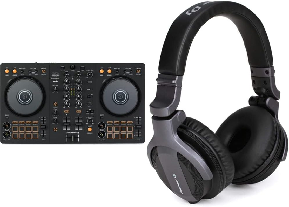Pioneer DJ DDJ-FLX4 2-deck Rekordbox and Serato DJ Controller - Graphite and Pio