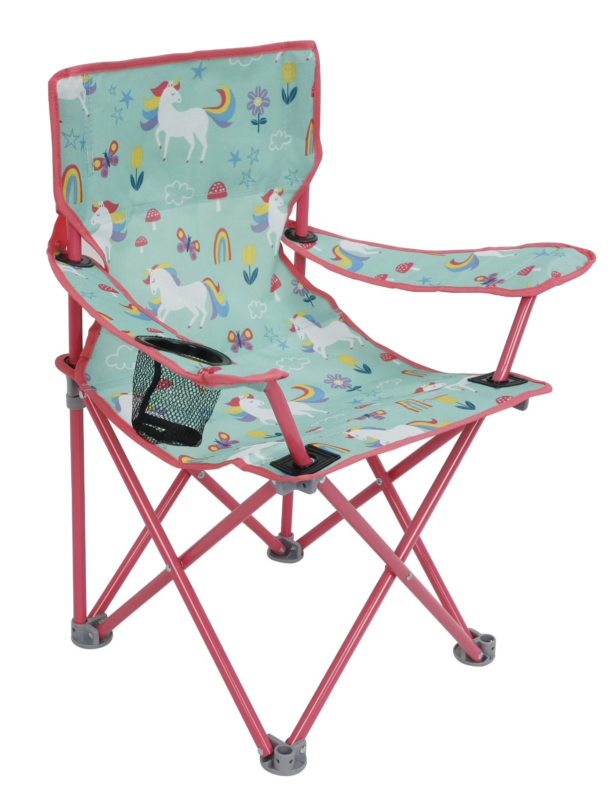 Kids Unicorn Folding Camp Chair with Safety Lock Portable Outdoor Seat 125lb
