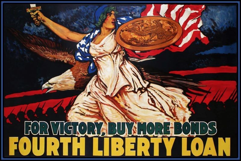 World War One Theme - Fourth Liberty Loan New Sign: 16x24" USA STEEL- Ships Free