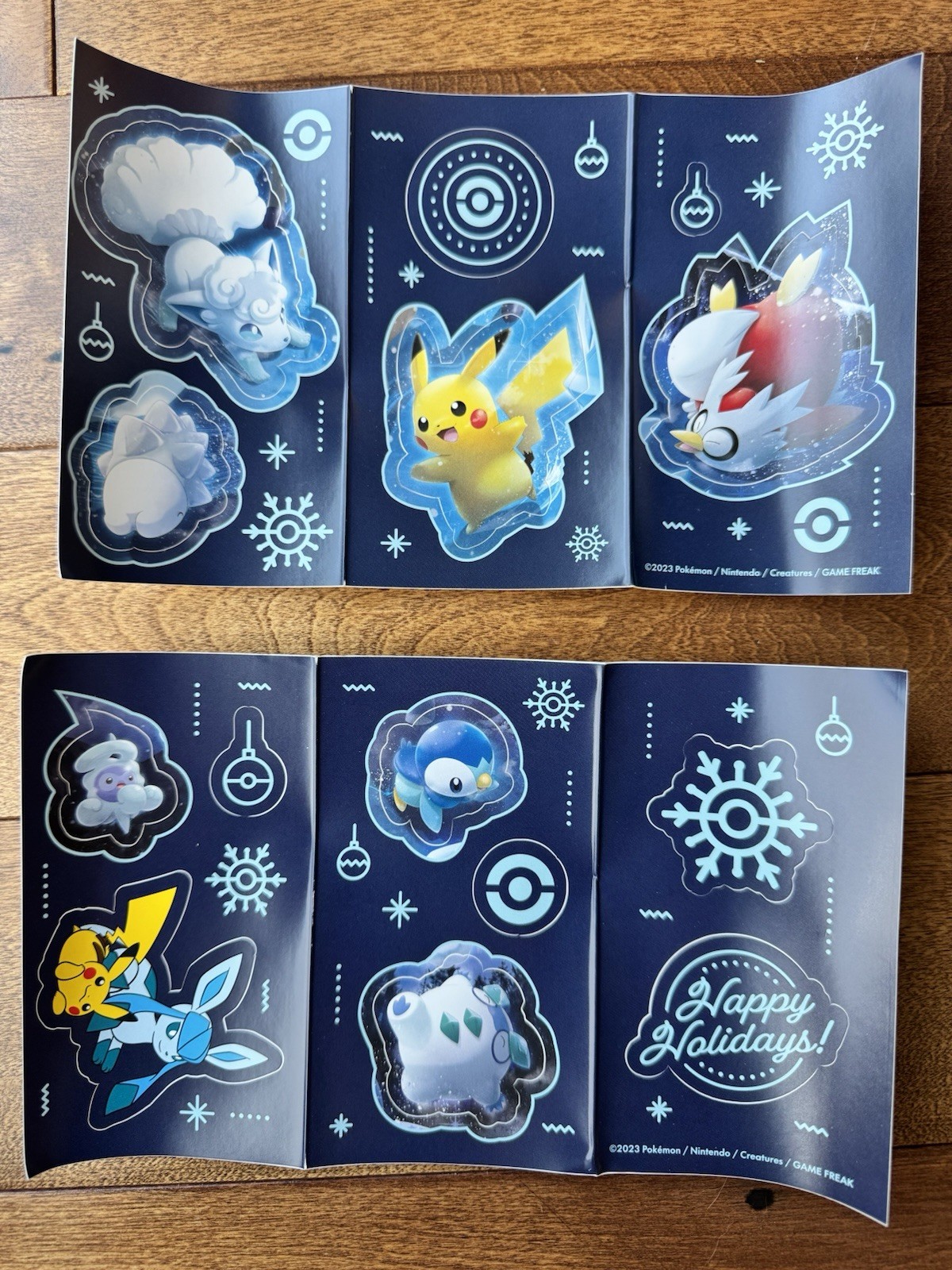 🔥 Pokemon Holiday Advent Calendar 2023 Stickers Sheet Glaceon Pikachu