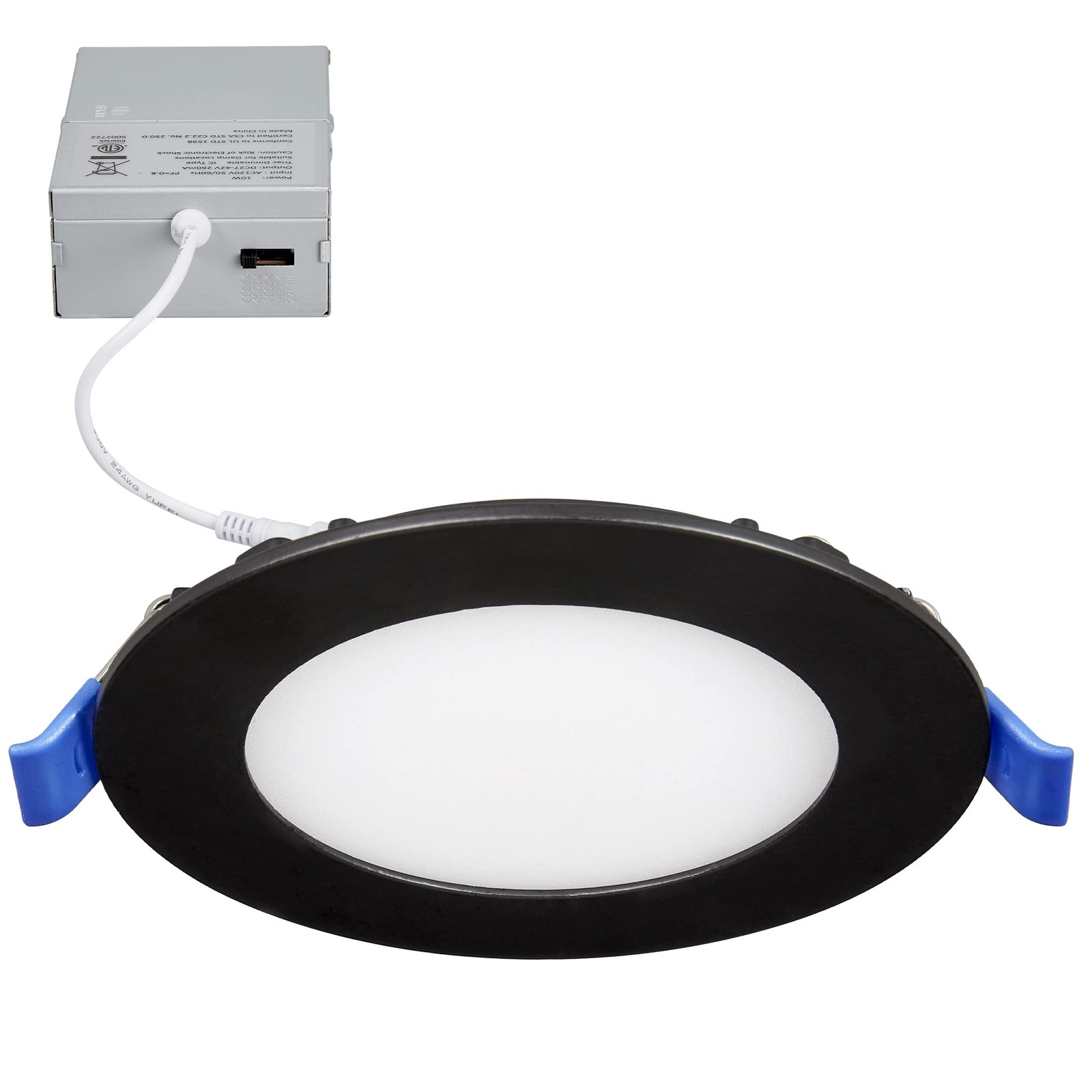 Maxxima 4 in. 5CCT Ultra Thin Recessed LED Downlight - Single Pack, Black