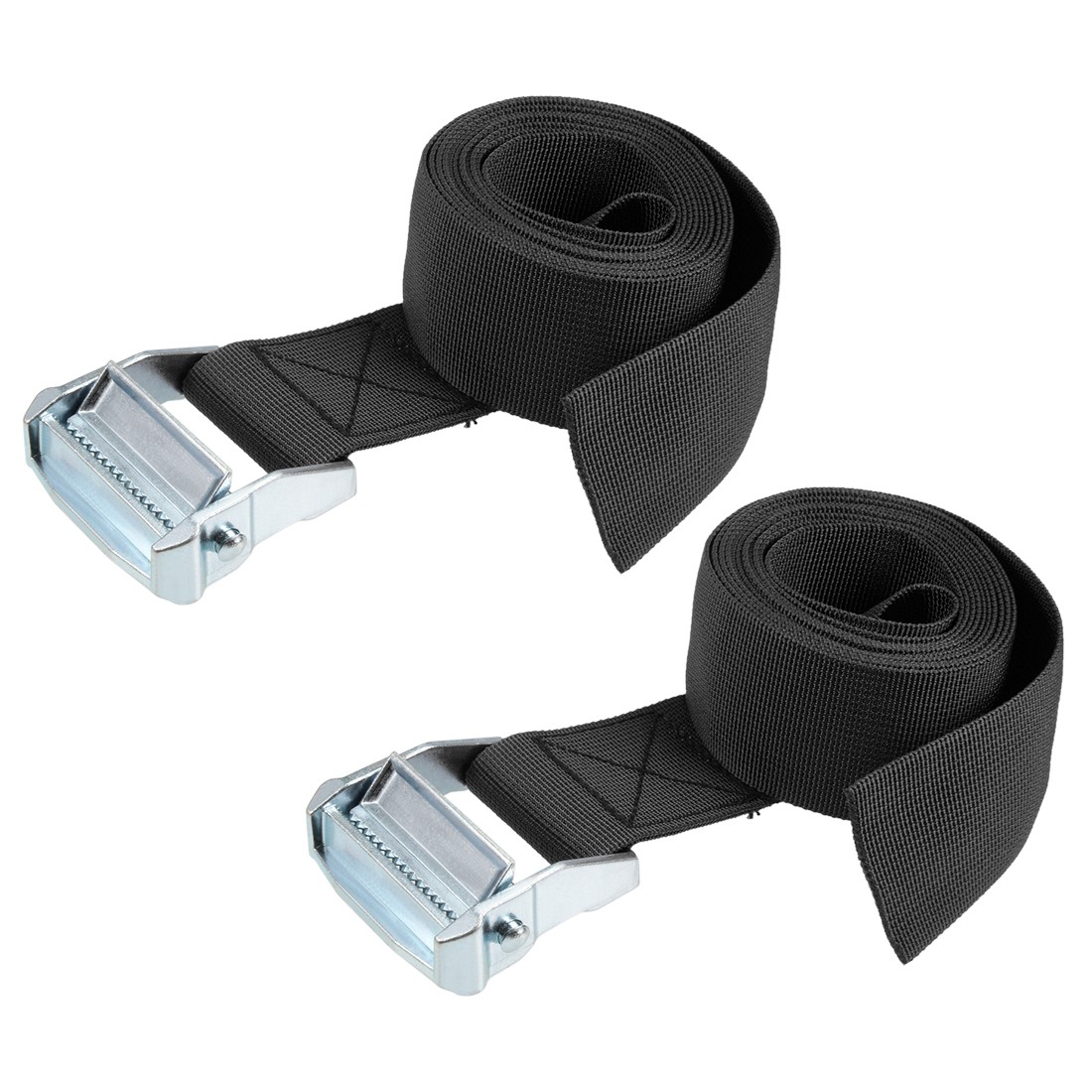 2.5Mx5cm Lashing Strap Cargo Tie Down Cam Buckle 500Kg Work Load, Black, 2Pcs