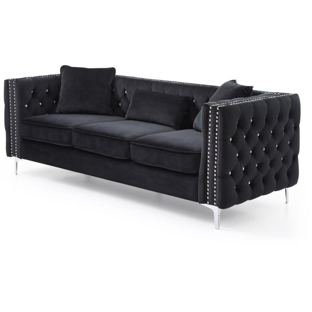 Glory Furniture Paige Velvet Sofa in Black