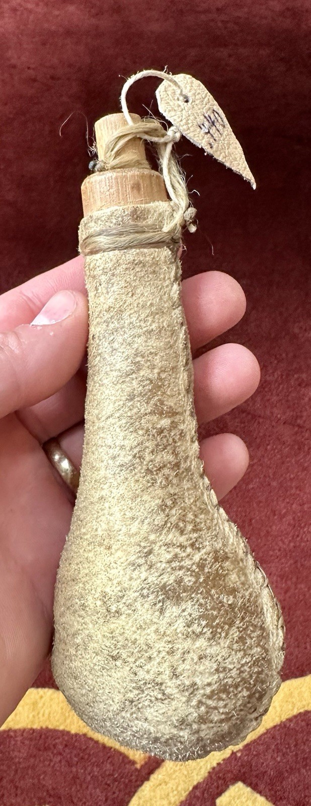 Boiled Hide Powder Flask - Handmade Deerskin Muzzleloading Accessory