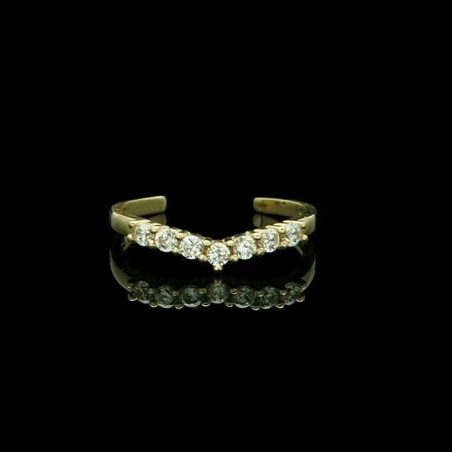 1Ct Round Cut Lab Created Diamond Womens V-Shape Toe Ring 14K Yellow Gold Plated