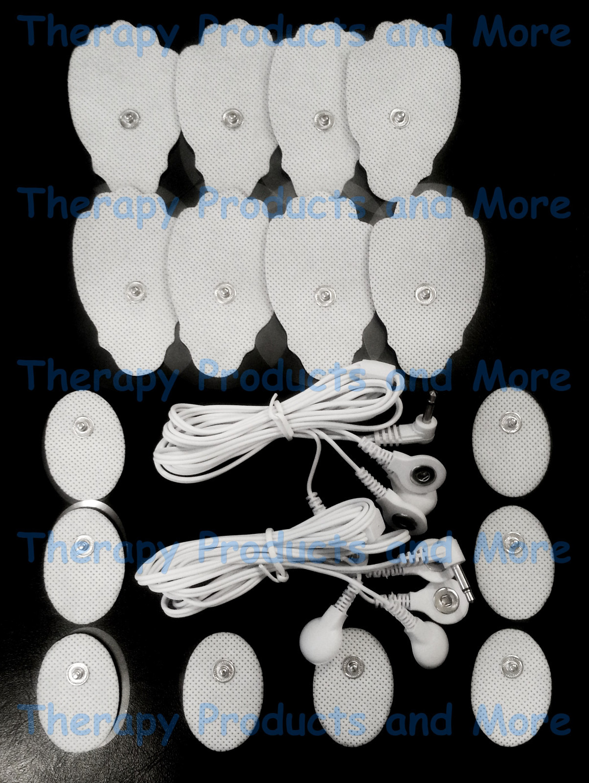 PAIR 4 WAY ELECTRODE LEAD CABLES(3.5mm)+8LG+8SM OVAL PADS FOR IREST MASSAGER