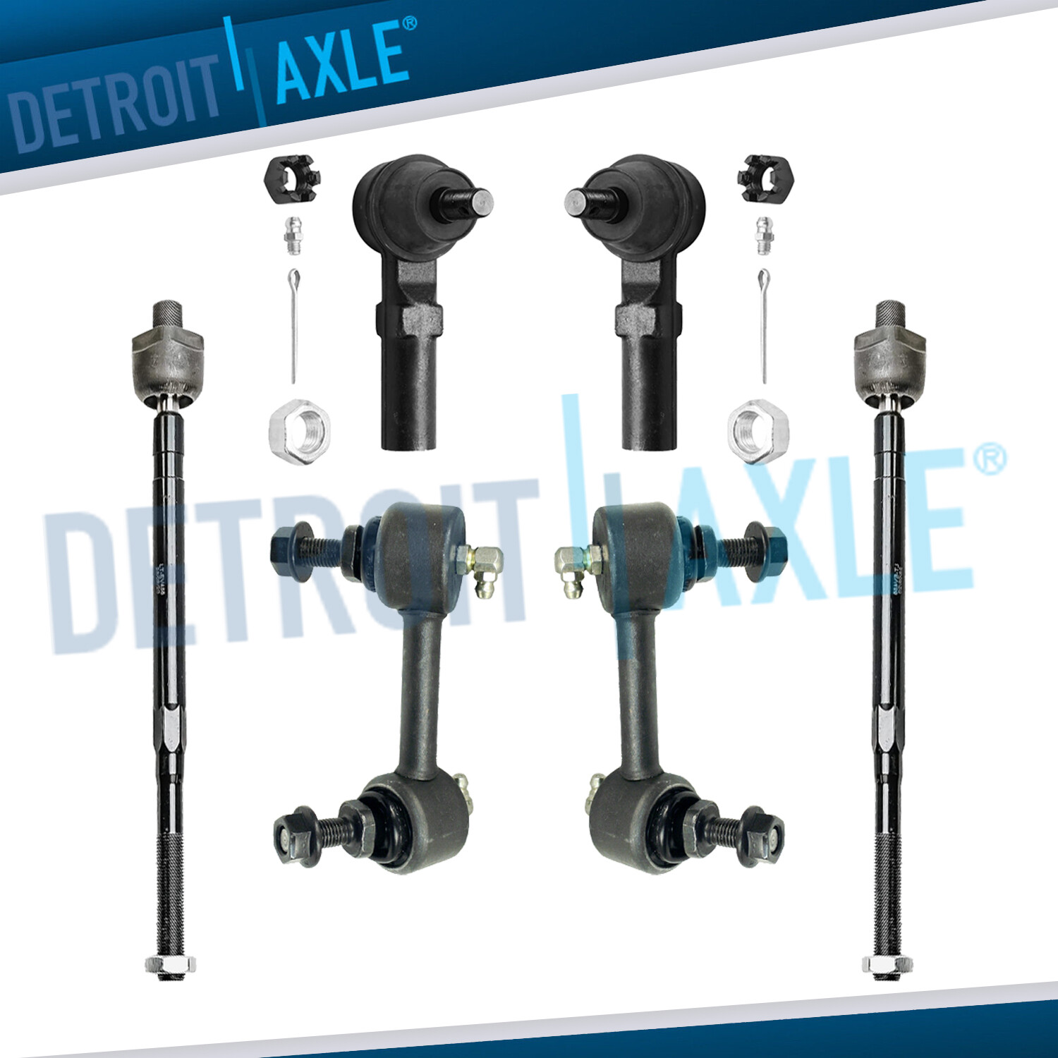 6pc Front Inner Outer Tie Rods Swaybars for 00-03 Infiniti I30 I35 Nissan Maxima