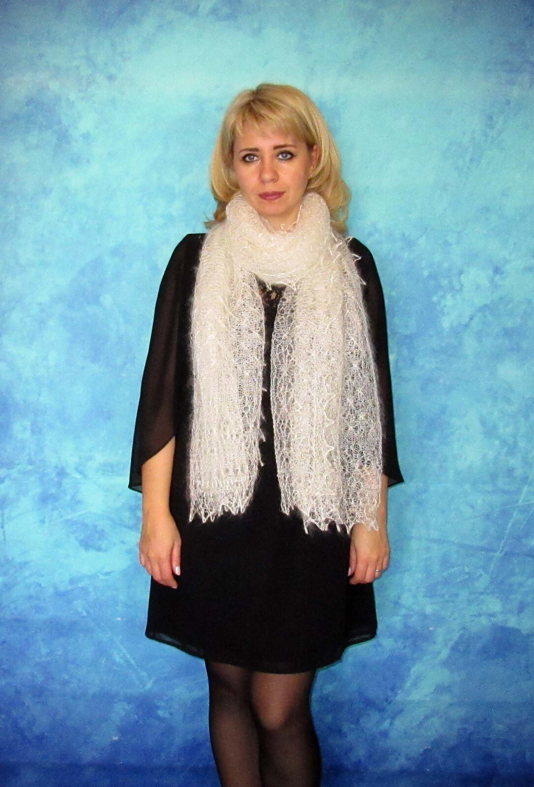 Knitted Goat Down Scarf Orenburg Shawl Rope Scarf Stole Made To