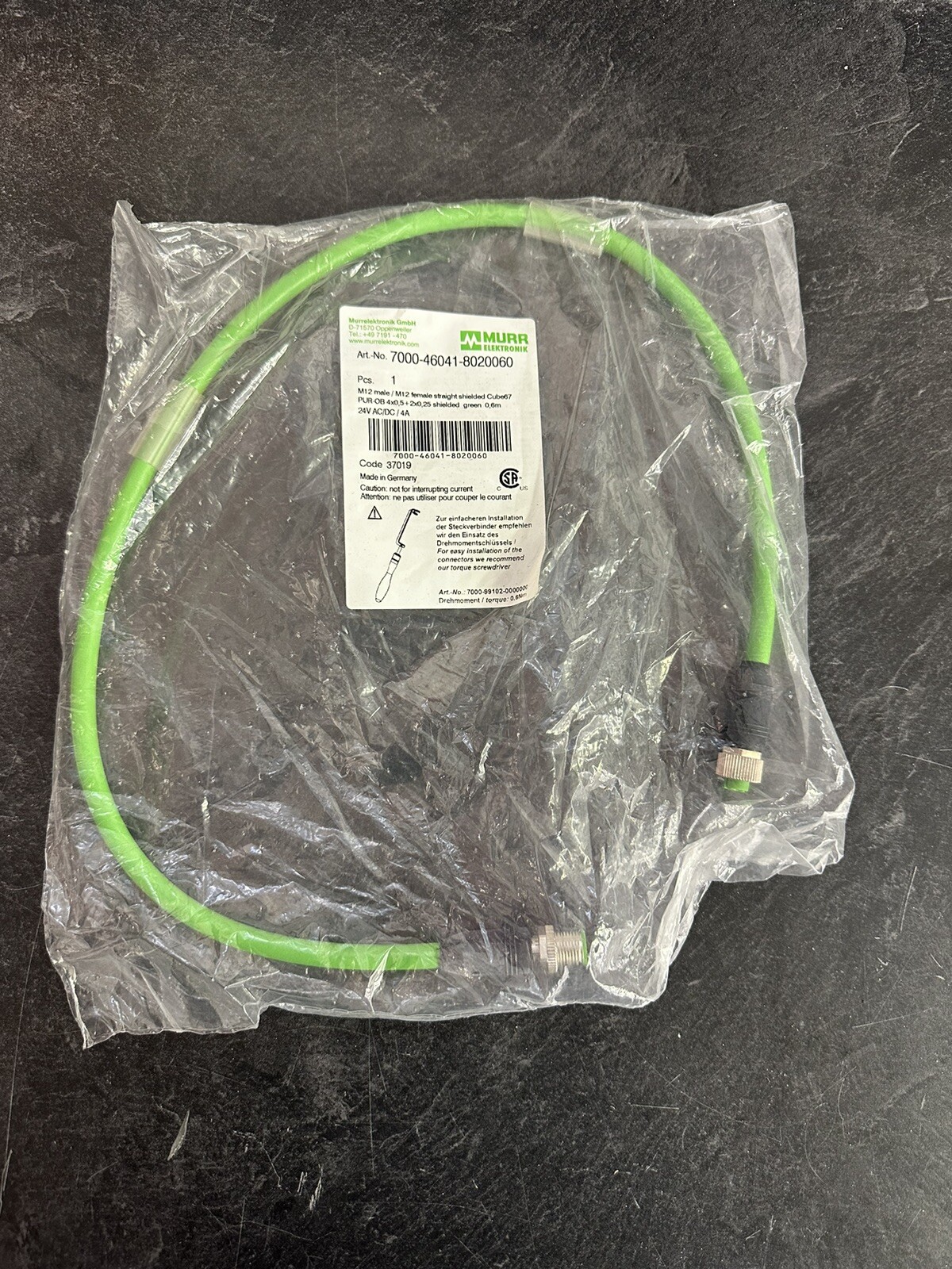 Murr Elektronik 7000-46041-8020060 M12 Male to M12 Female 0.6M