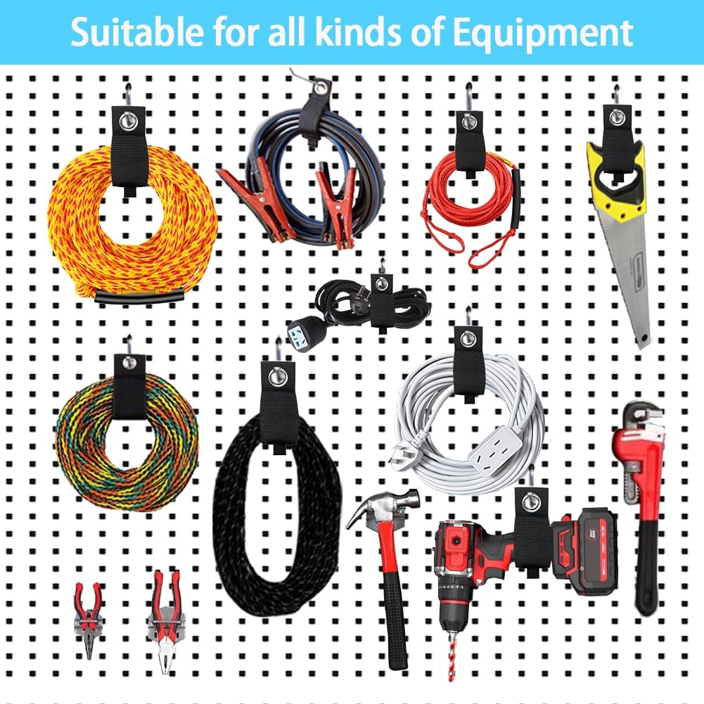 Heavy-Duty Storage Straps - 9 Pack Hook and Loop Hanging Extension Tool Cor