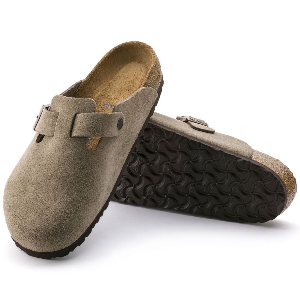 Birkenstock Unisex Boston Suede Soft Footbed Slip-Ons Clog-Taupe