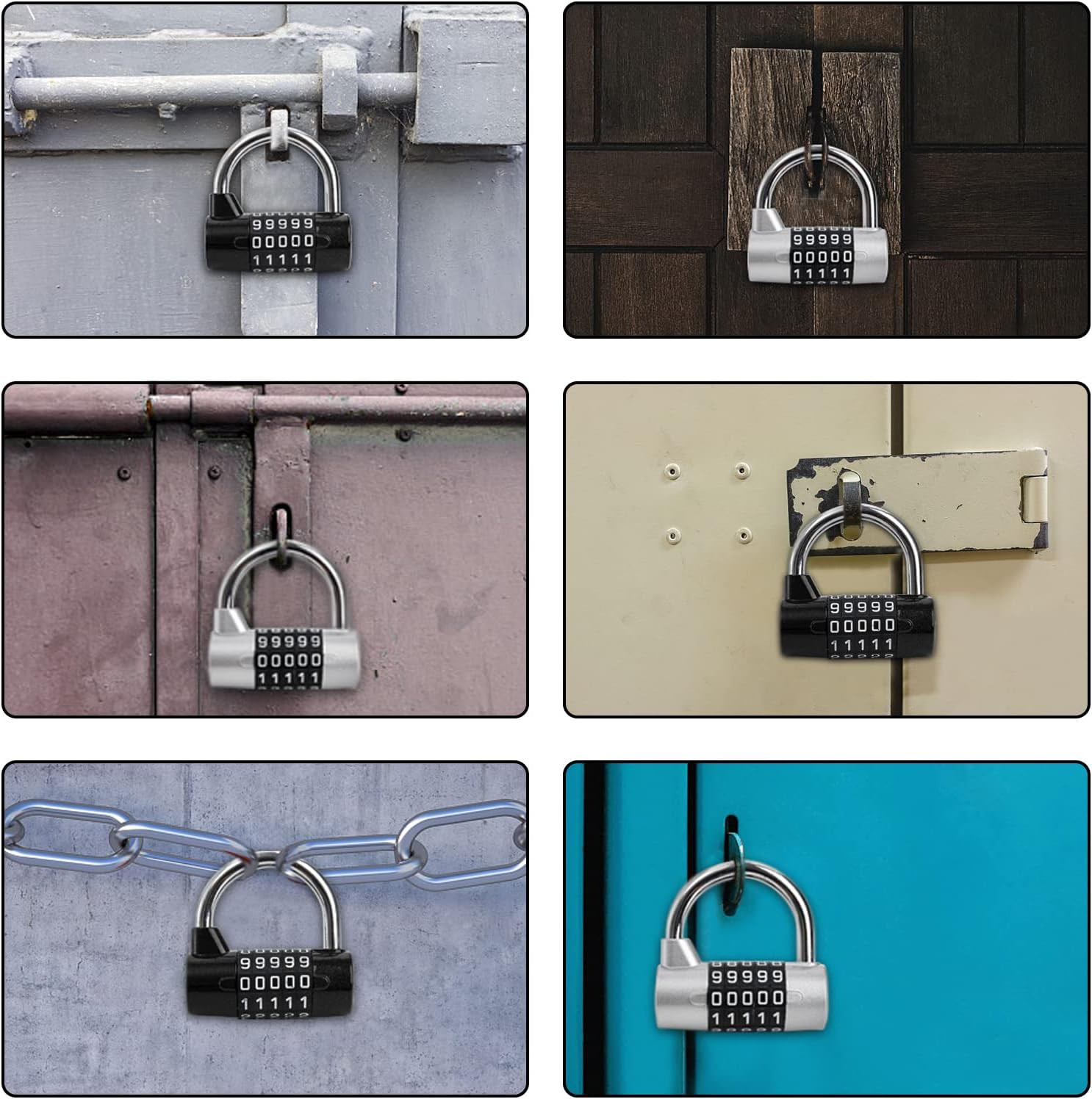 2 Pack 5-Digit Horizontal Combination Padlock, 5 Digit Combination Lock, Passwor