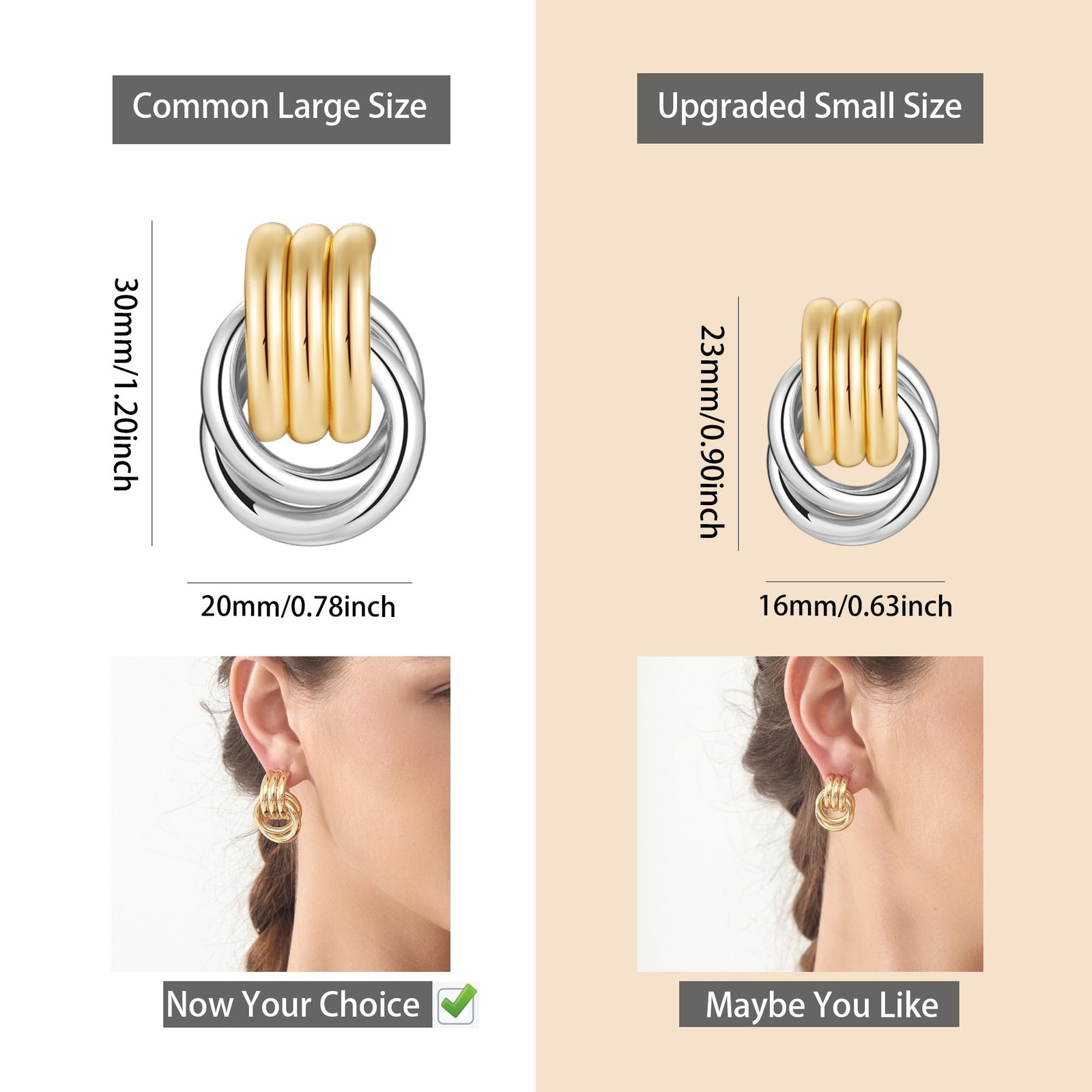 Chunky Earrings Knot Link Statement Geometric Drop Dangle Earrings for Women_...