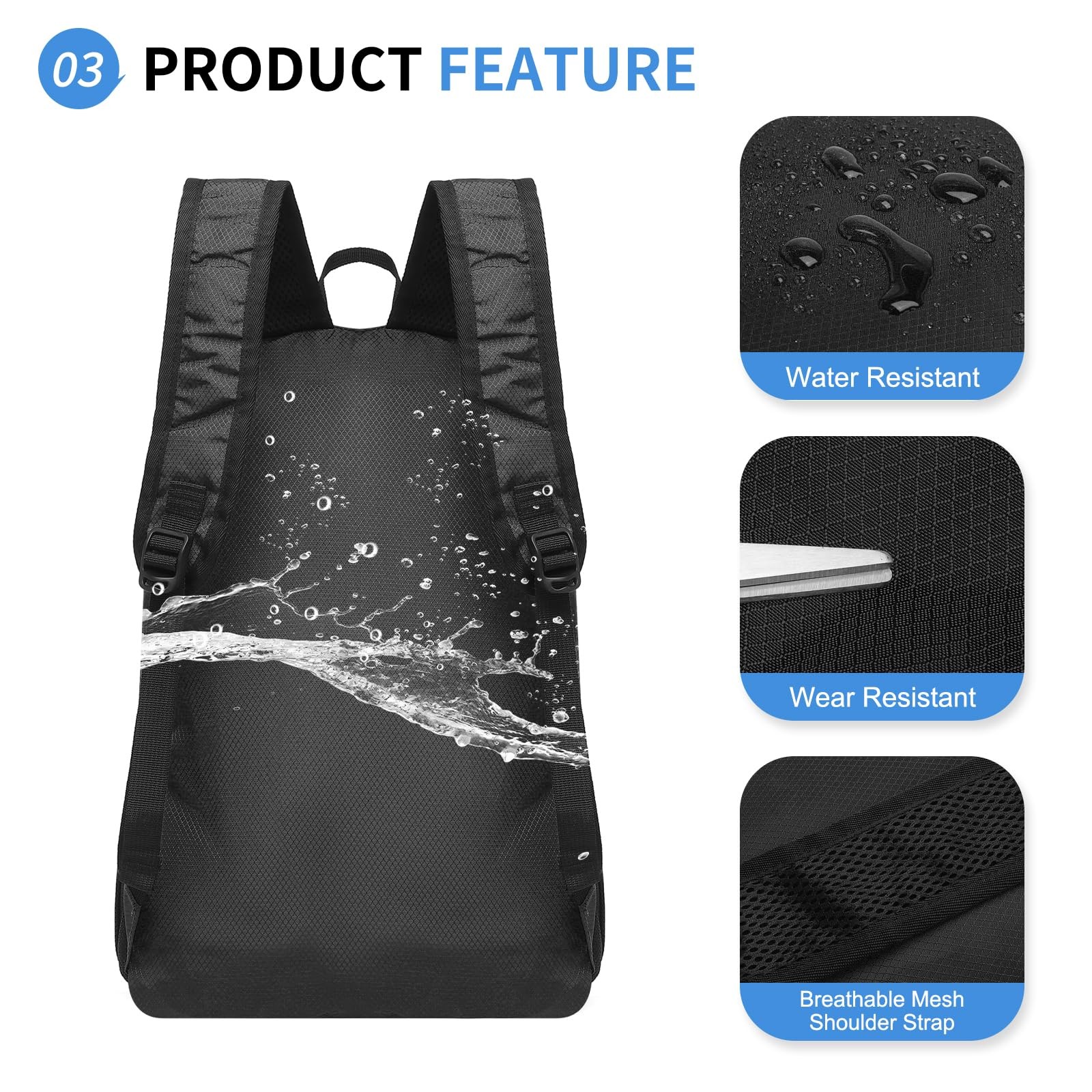 20L Small Hiking Daypack for Women Men, Foldable Packable Backpack, Lightweig