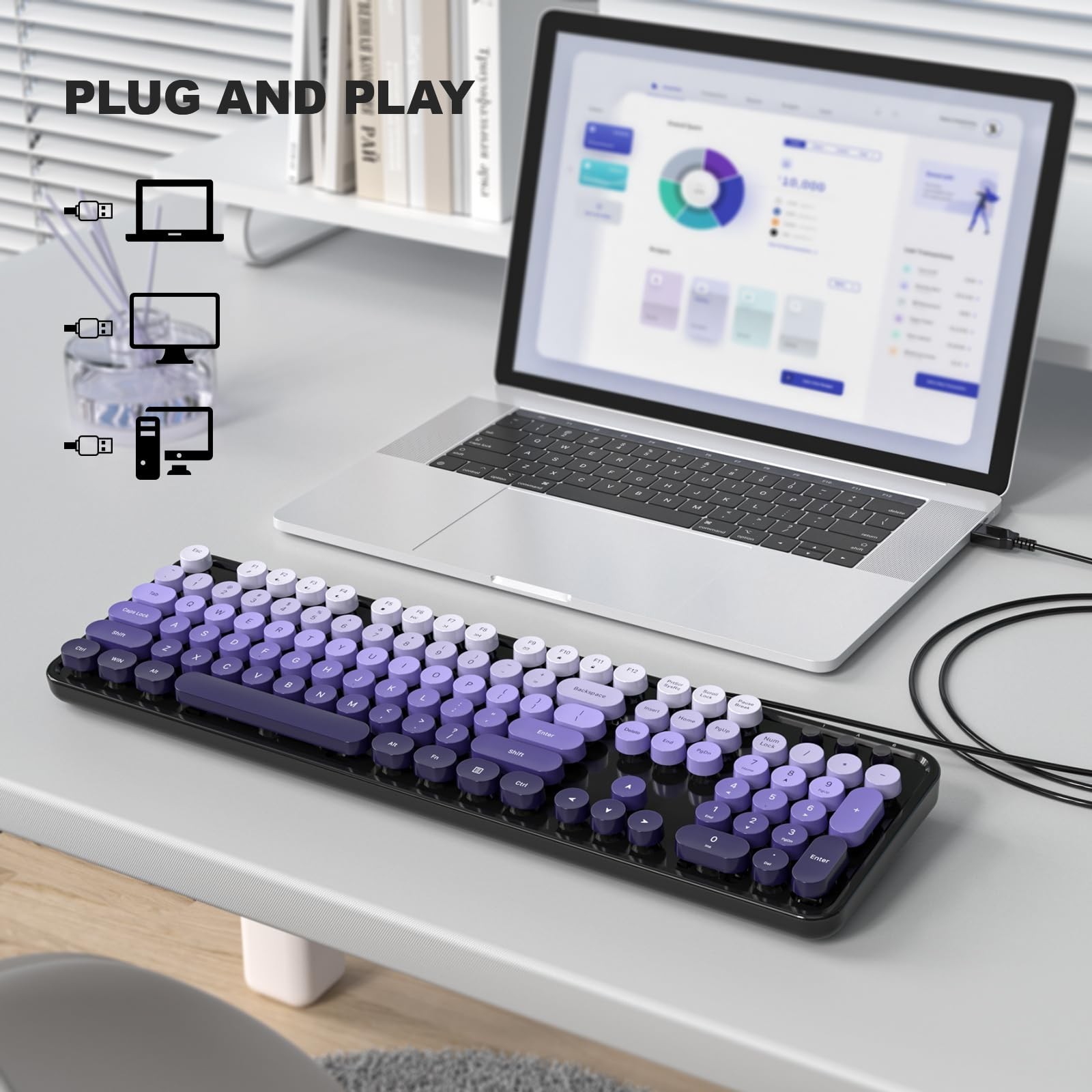 MOFII Computer Keyboards Wired, Plug Play USB Full Size Typewriter Keyboard, ...