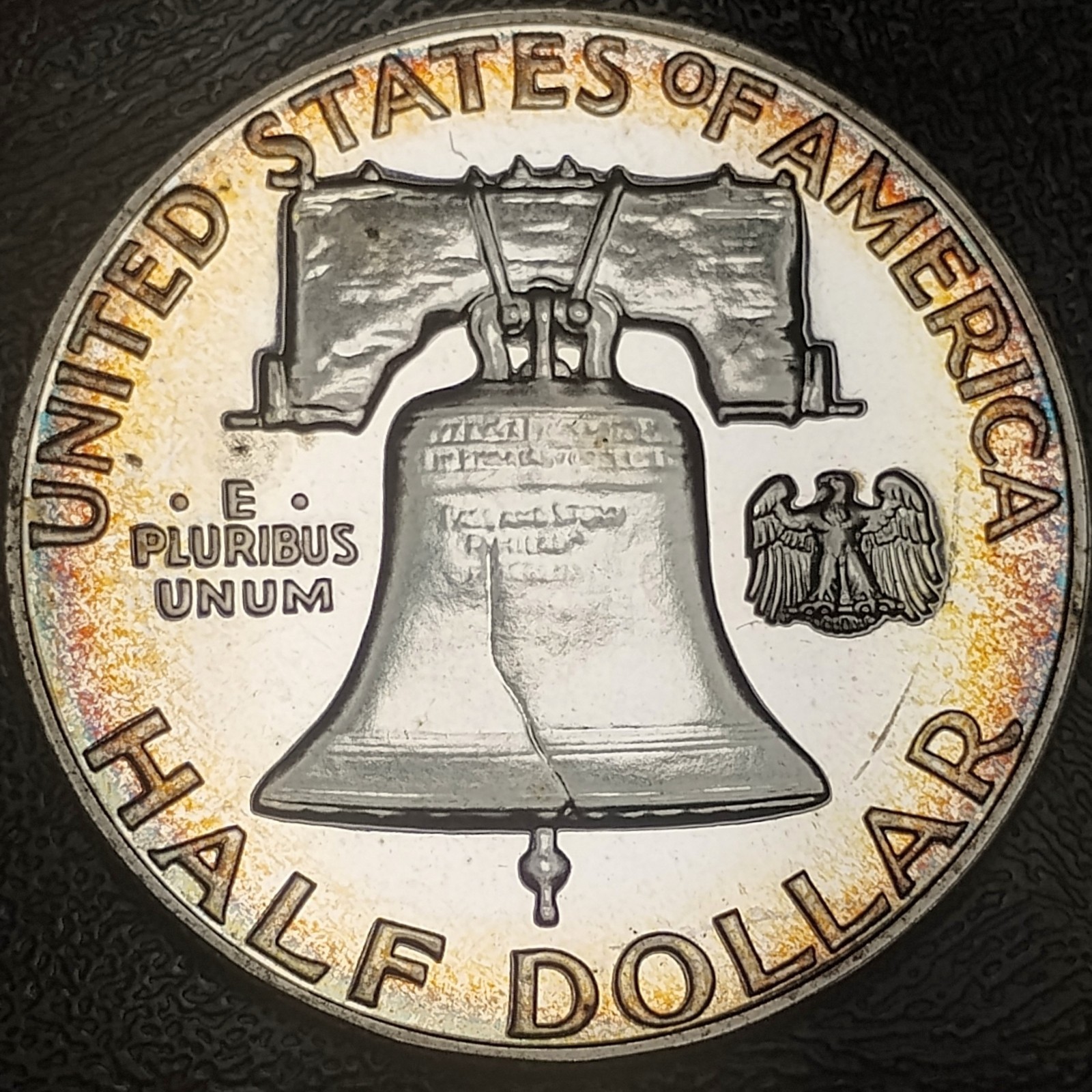 1962 Franklin Half Dollar - Proof, Rainbow Toned- 90% Silver 50C