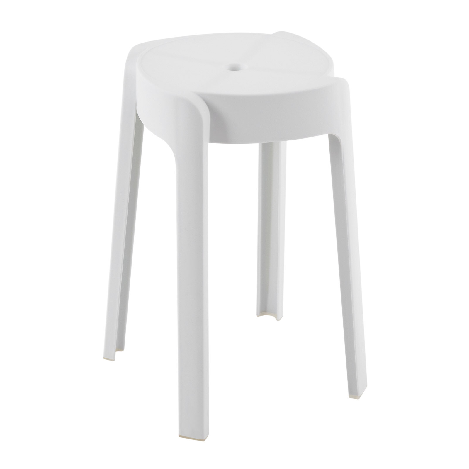 Plastic Stools 18'' Counter Height Kitchen Bar Chairs Set of 5 Stackable White