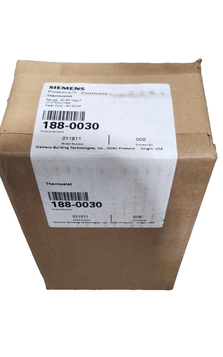 SIEMENS 188-0030 PNEUMATIC THERMOSTAT, 65-85 RANGE, UNIT MOUNTED, HEAT COOL 40 N