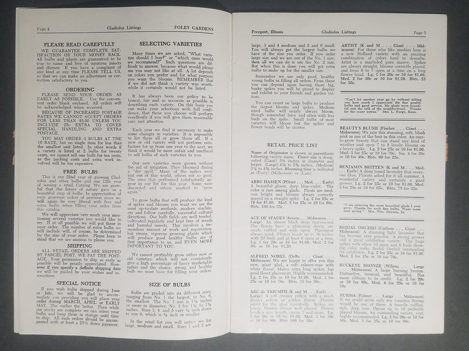 1957 Foley Gardens Catalog