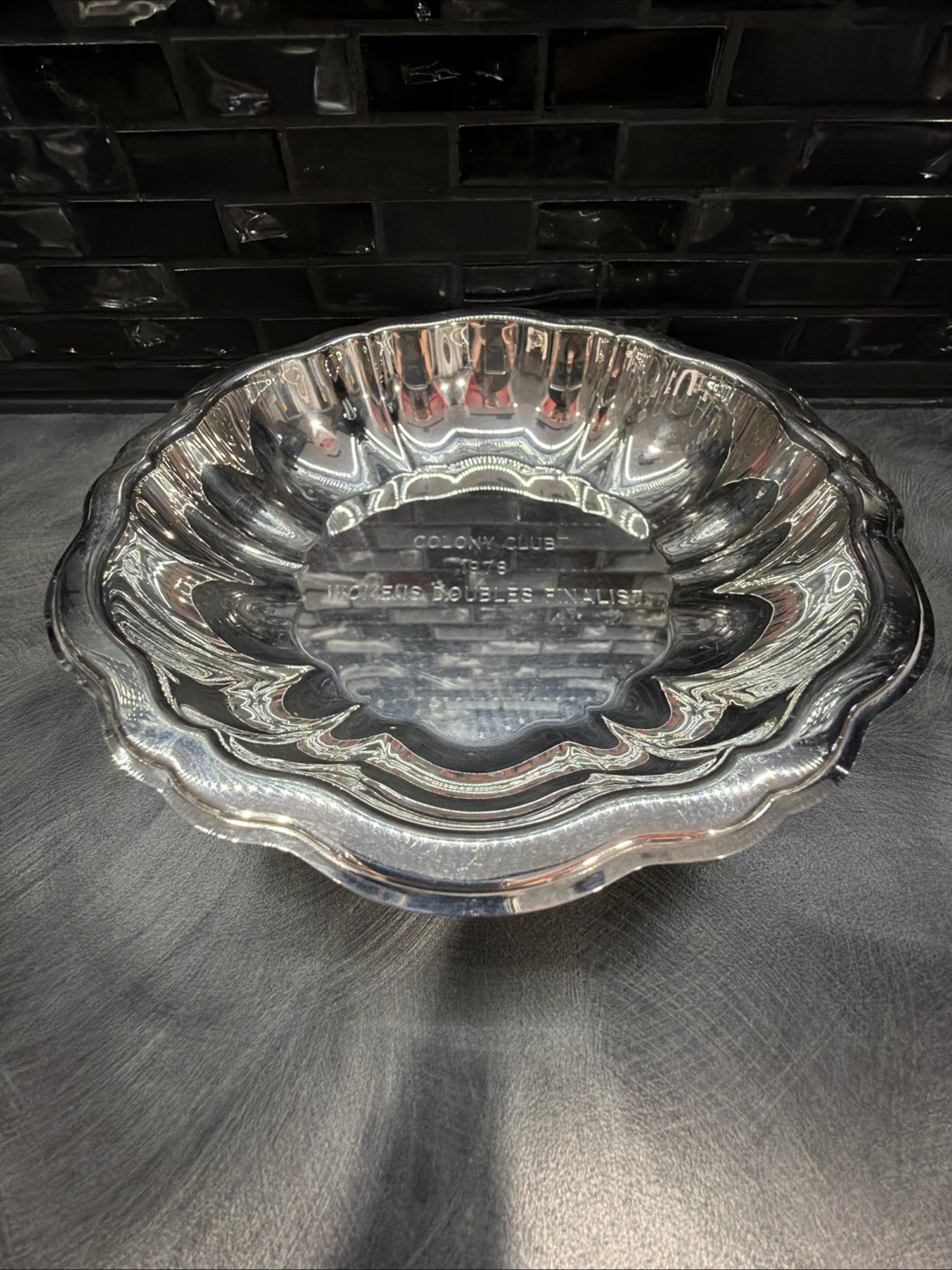Vintage Silver-plate Wm ROGERS Colony Club 1978 Women’s Doubles Finalist TROPHY