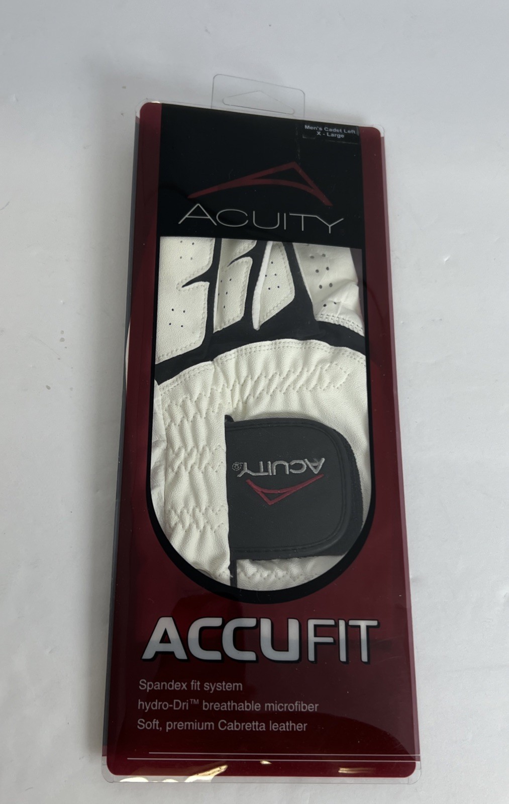Acuity Accufit Men's Left X-Large Golf Glove White Hydro-Dri Cabretta Leather