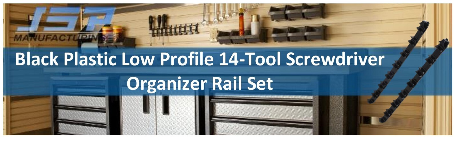Low Profile Plastic Black 14 Tool Screw Driver Organizer Rail Kit