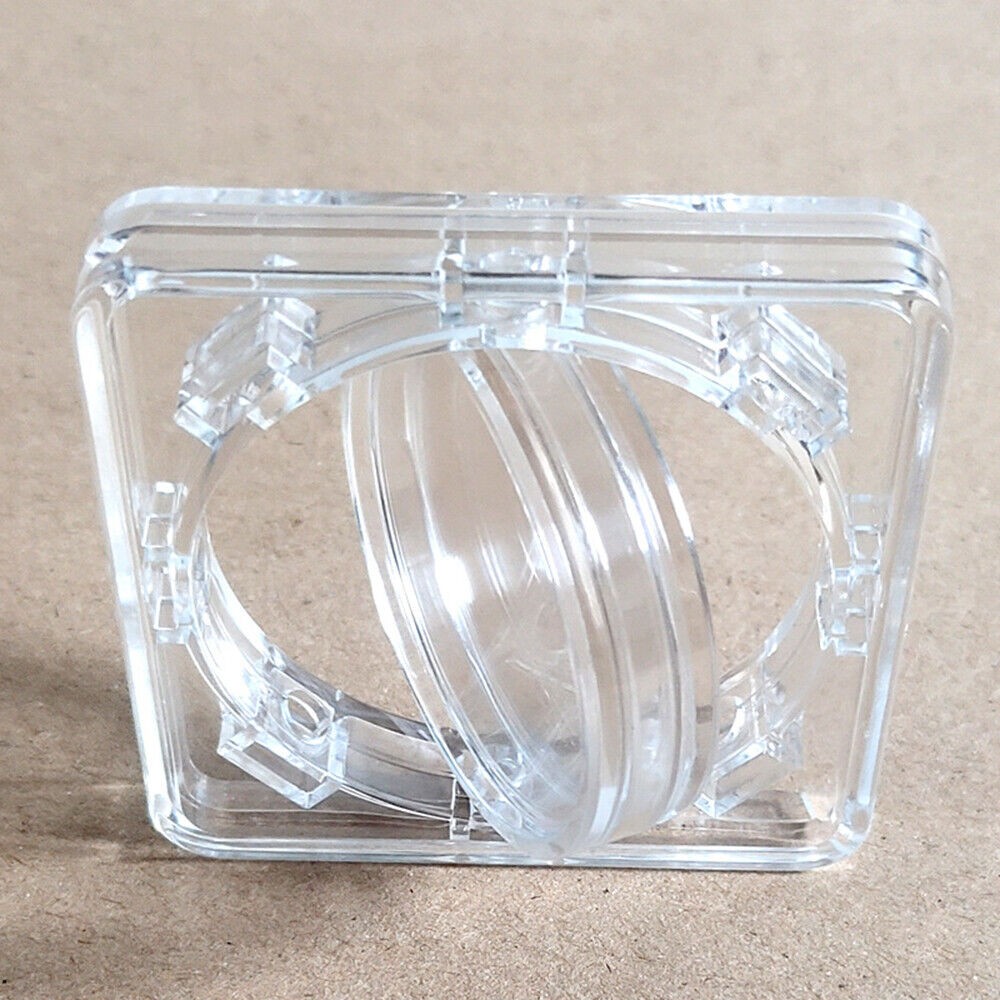10*Clear Coin Capsule Holder Acrylic Rotating Storage Box Case Display Stand Set