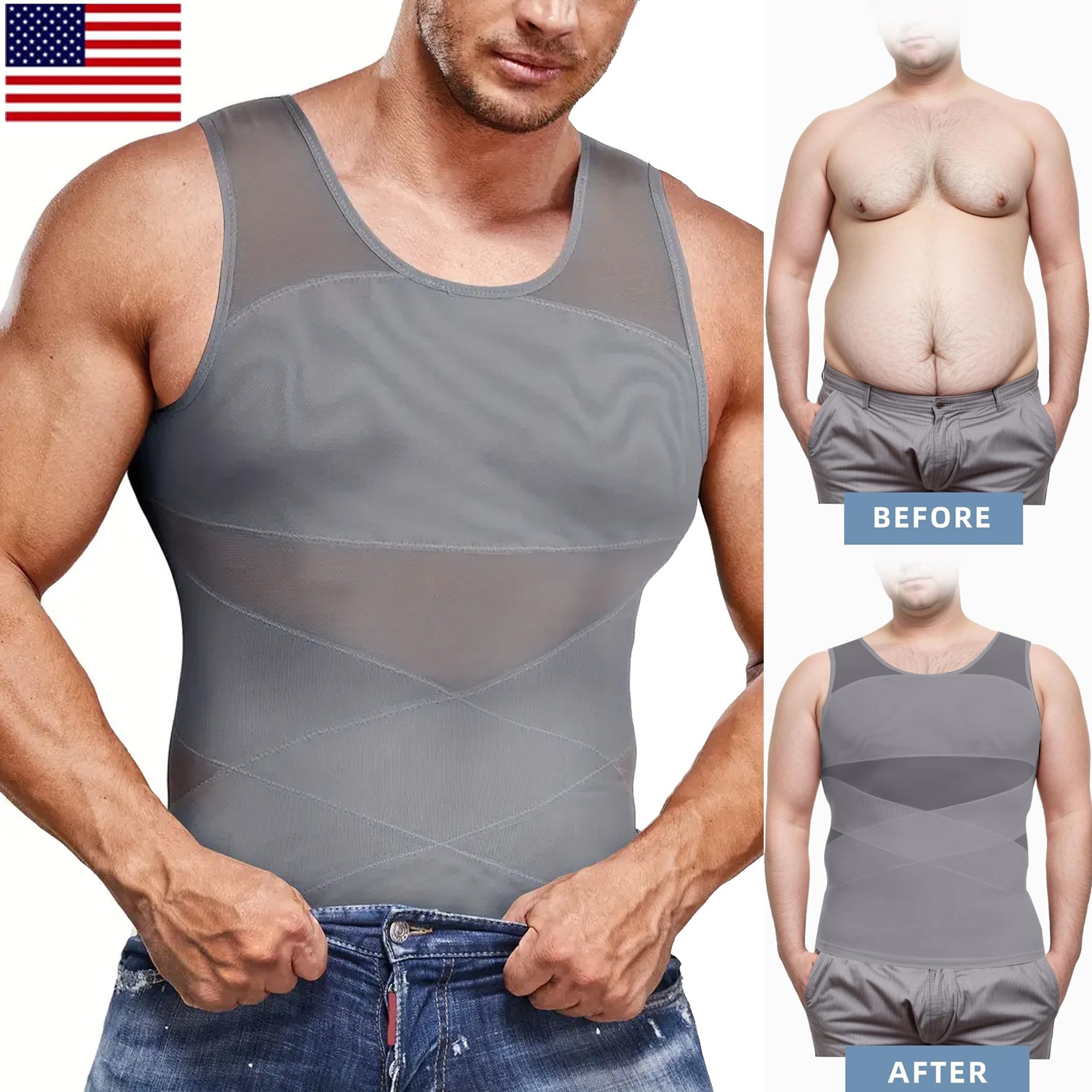 Fajas Colombianas para Hombres BODY SHAPER ABDOMEN CONTROL TANK Slimming Girdles
