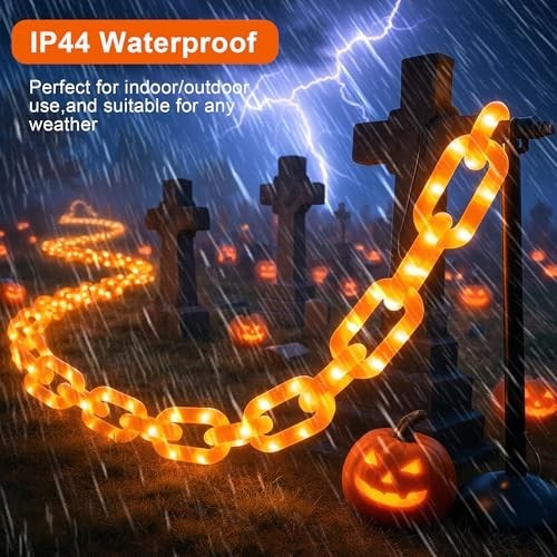 10.5FT 175LED Orange Halloween String Lights - Battery/USB, 8 Modes, Timer, Outd