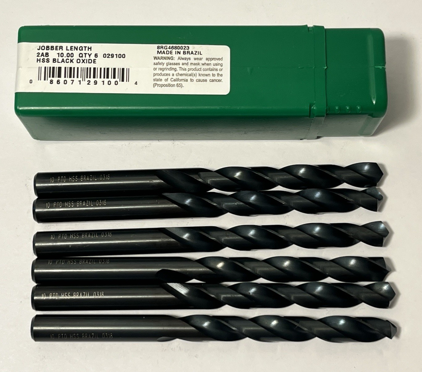 Precision 029100 Jobber Length 2AB 10.00 HSS Black Oxide Quantity 6