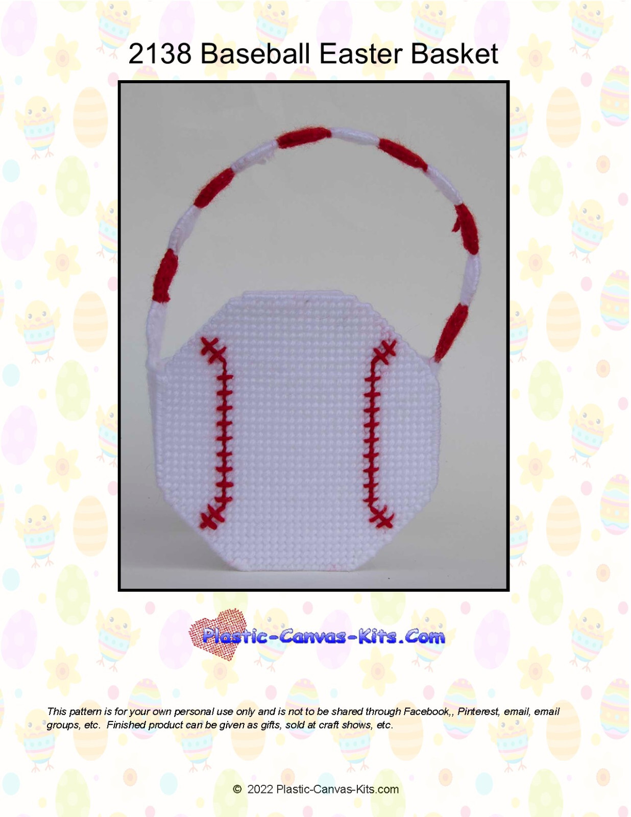 Baseball Easter Basket-Plastic Canvas Pattern or Kit
