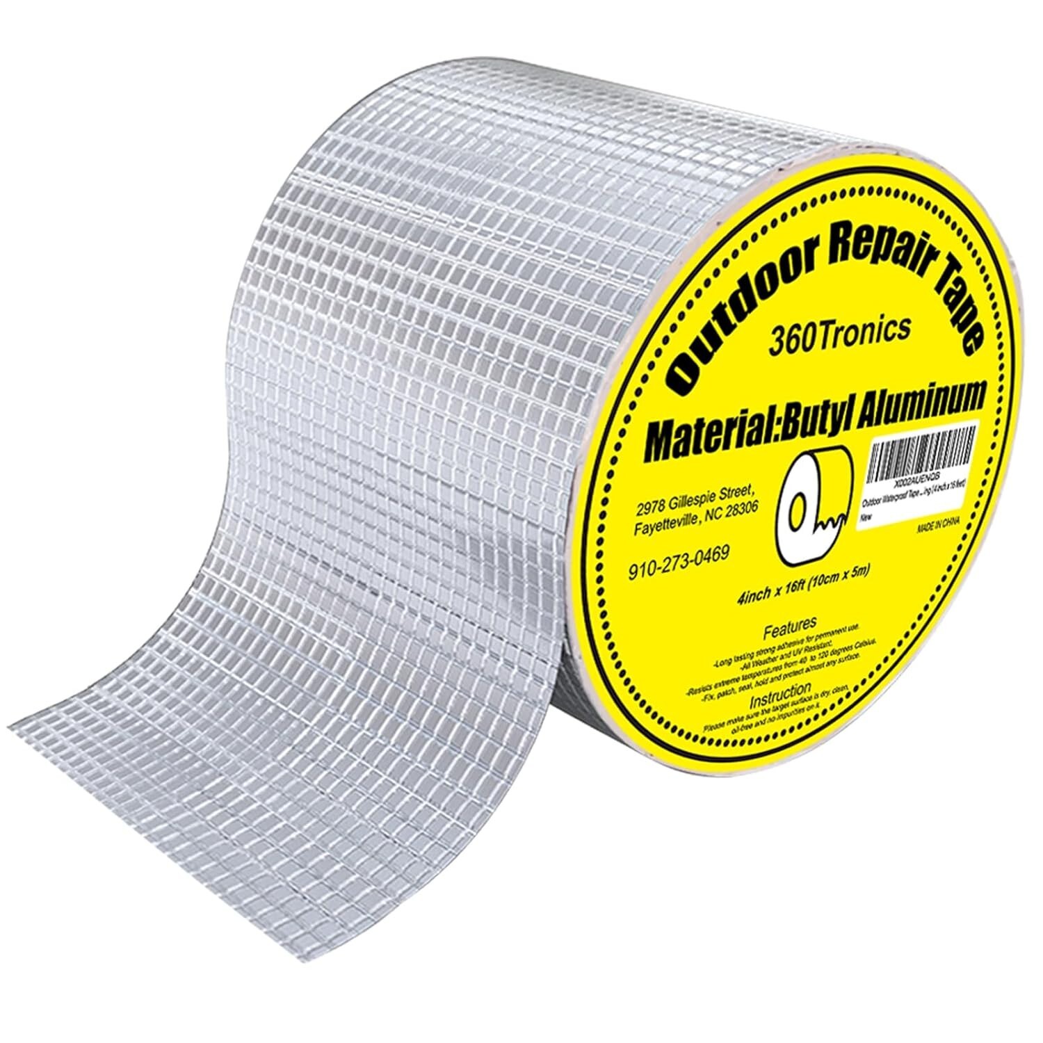 Strong Waterproof Tapes, Aluminum Butyl Rubber Tape 4in x 16ft, RV, Roof, Metal