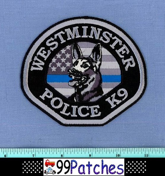WESTMINSTER K-9 CALIFORNIA Police Shoulder Patch THIN BLUE LINE K9 DOG CANINE 7F