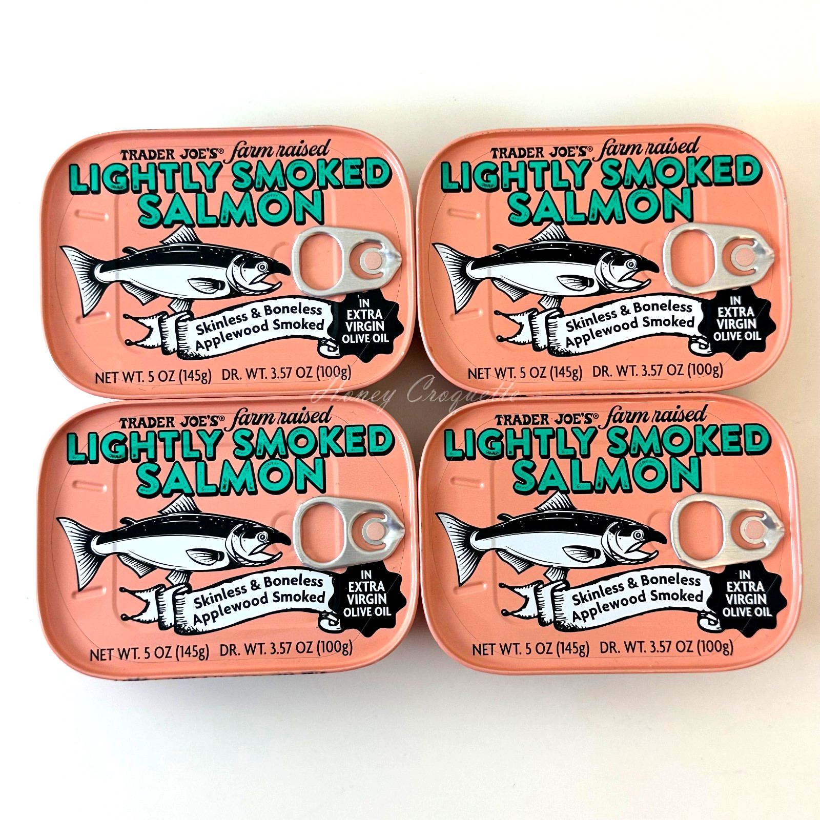 4 Pack Trader Joe’s Light Smoked Salmon Skinless Boneless in Olive Oil 5 oz Each