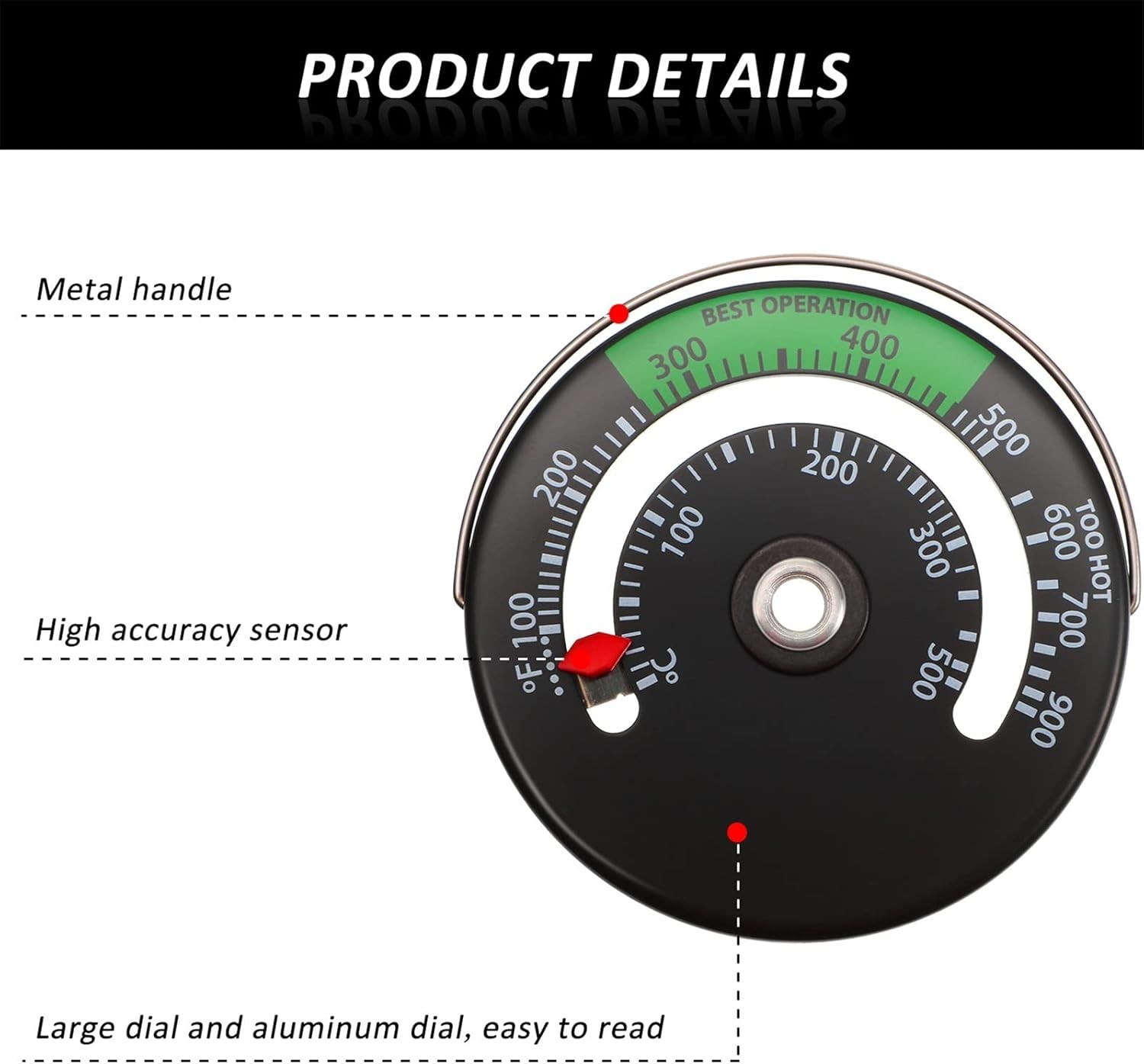 Large Dial Analog Stove Thermometer - Accurate Temperature Control for Safety
