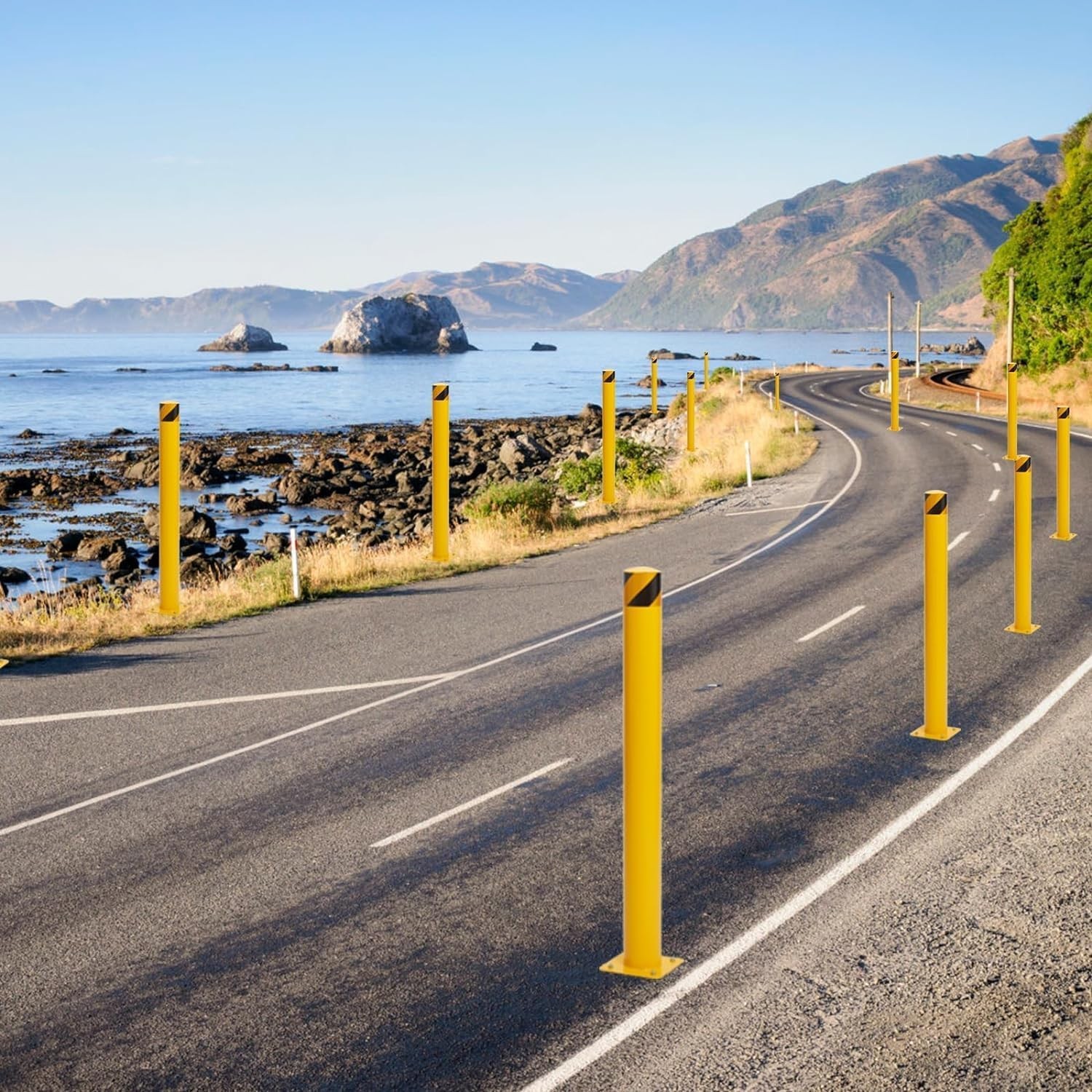 ✨2Pack 42'' Safety Bollard Posts for Facility & Current Protection 4.5" Diameter