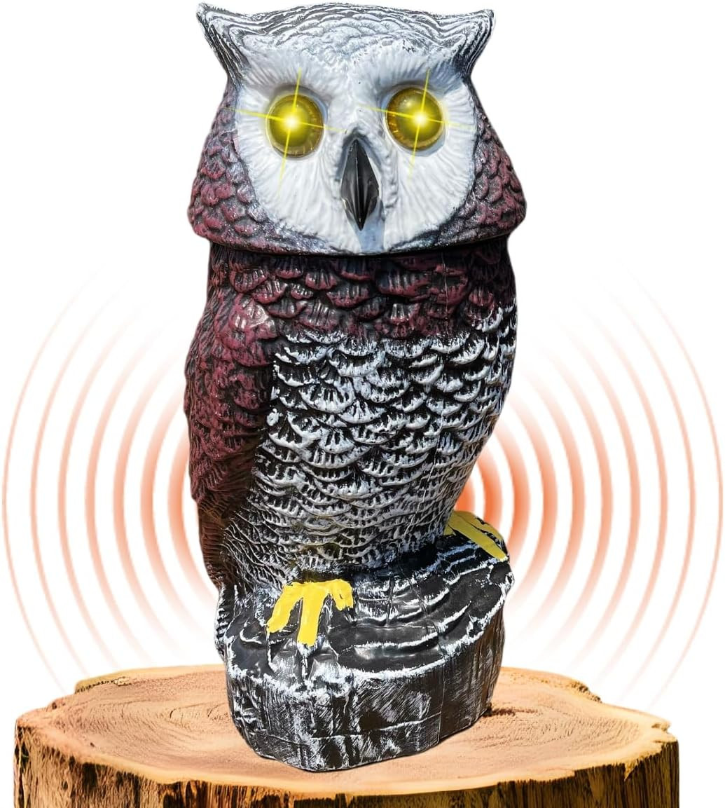 Solar Powered Garden Owl with Motion Detection, Rotating Head, Realistic Hoots a