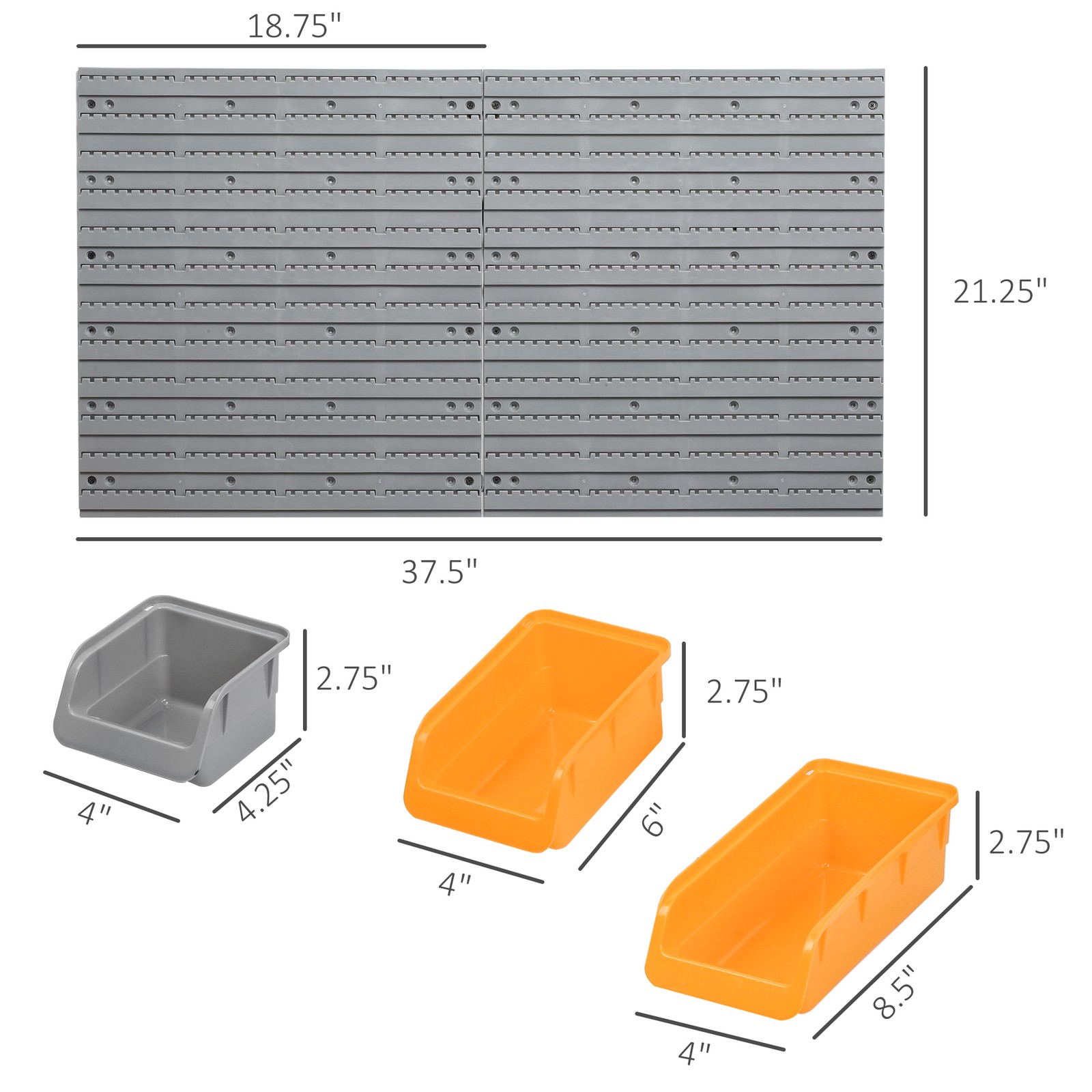DURHAND 44 Piece Wall Mounted Pegboard Tool Organizer Rack Kit with Various Size