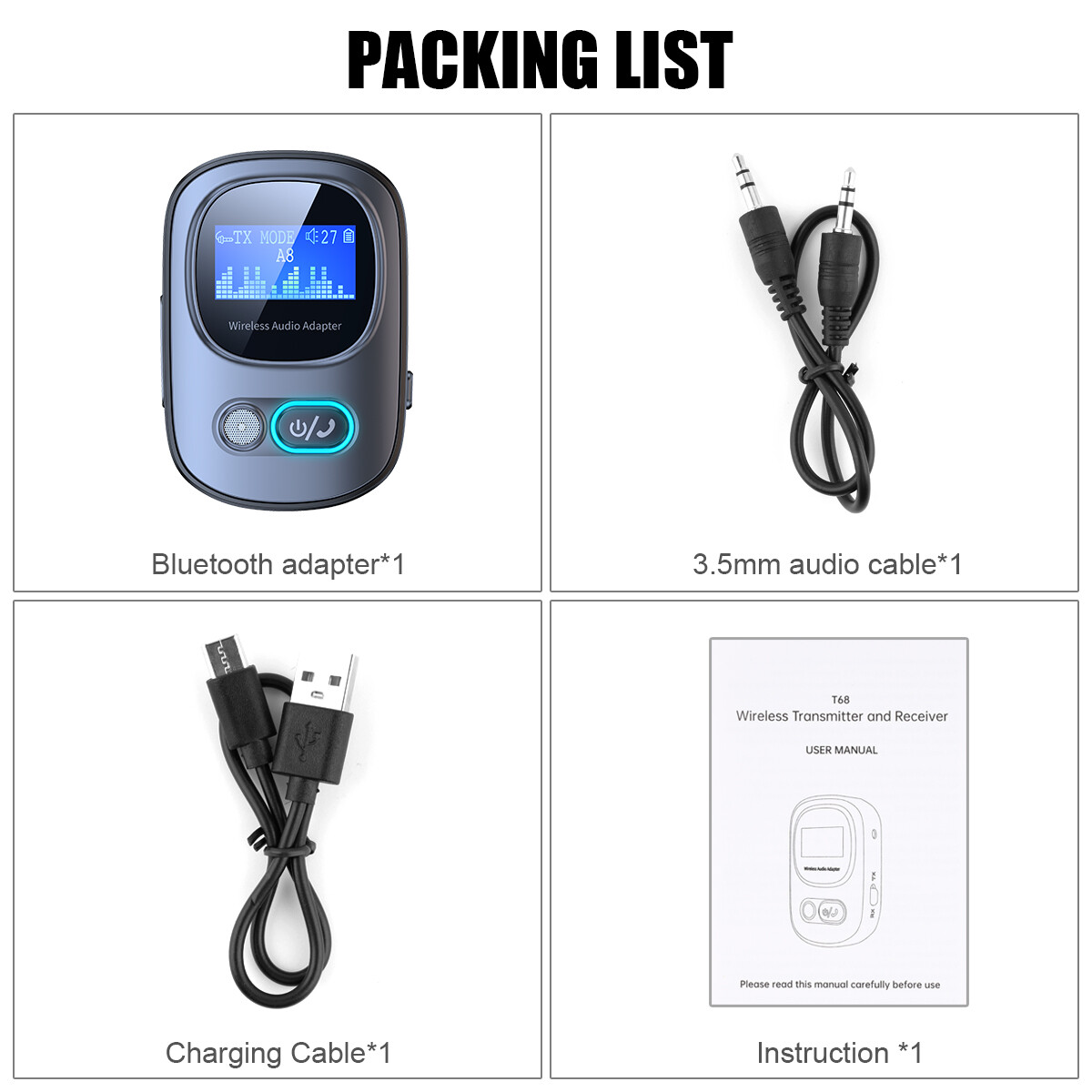 Bluetooth 5.3 USB Wireless Transmitter Portable Receiver Audio Adapter 3.5mm Aux