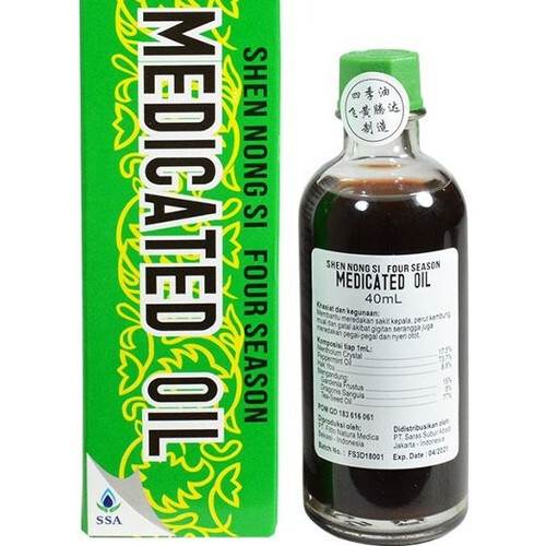 2 X 40 ml Four Season Medicated Oil for Relieves Flu Symptoms Flatulence