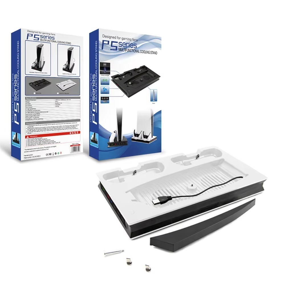 PS5 Cooling Stand With Built-In Dual Controller Charger