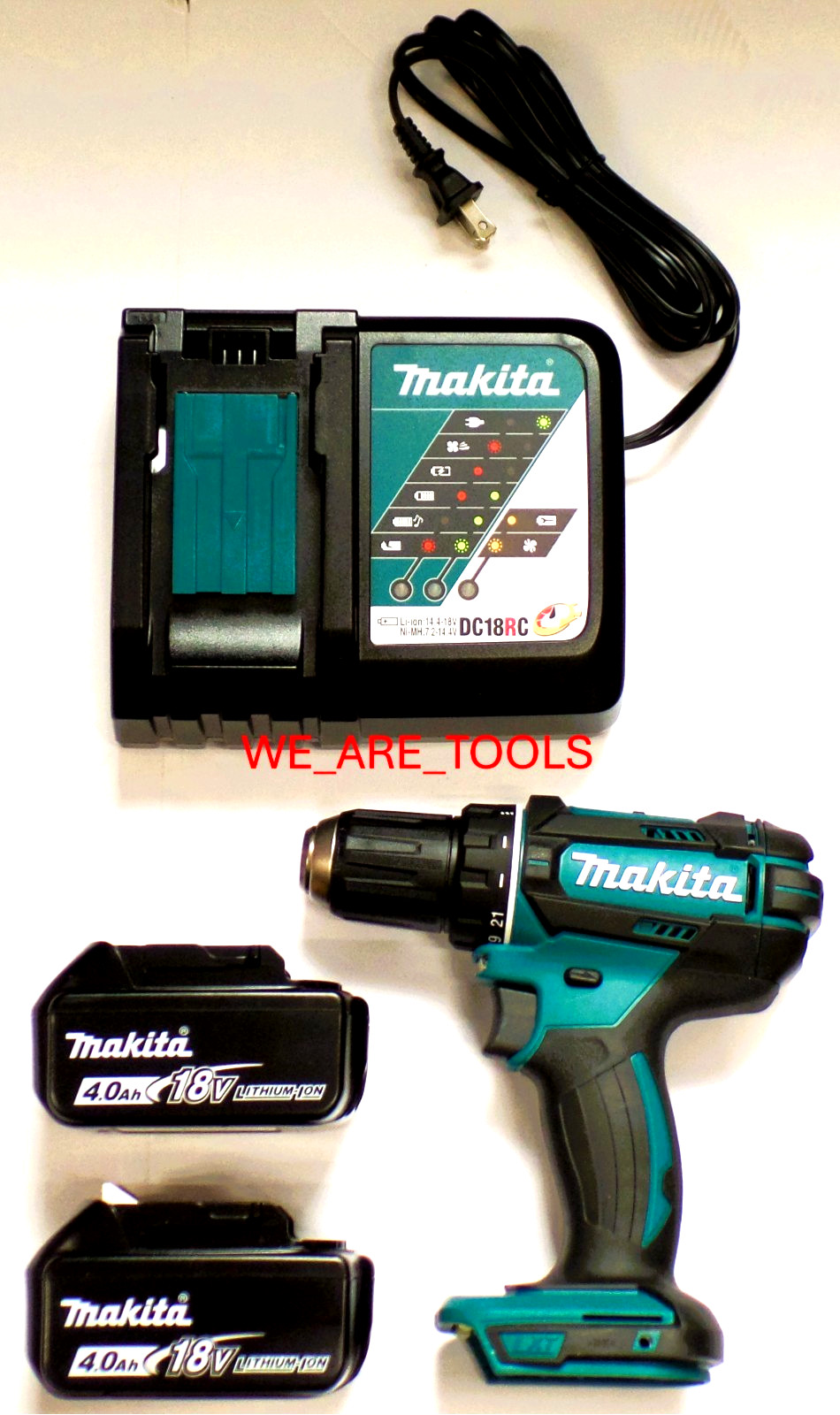 New Makita 18V XFD10 1/2" Battery Drill Driver, 2) BL1840B 4.0 Battery, Charger