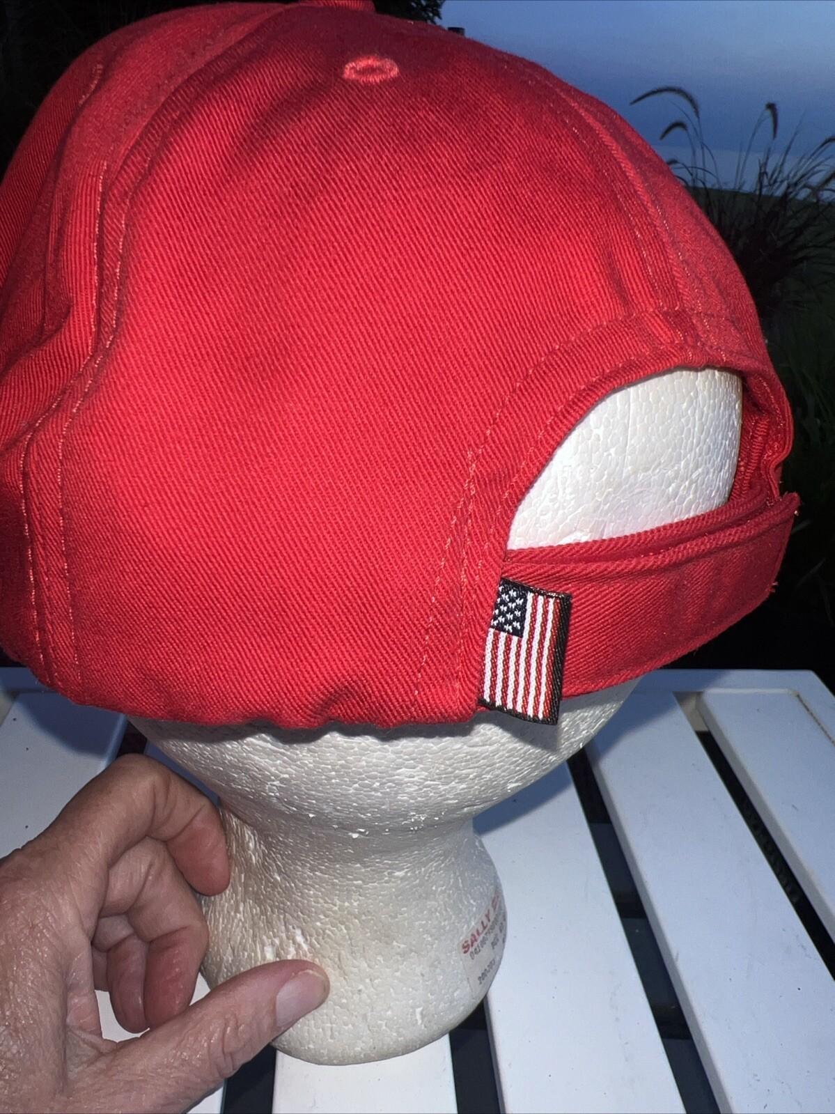 IBEW Local 153 Electricians Red Hat Cap Blue White Accents Hook Loop FlagTag EUC