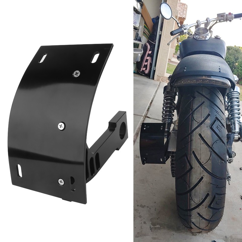 Motorcycle Curved Vertical Side Mount License Plate Bracket For Harley Black