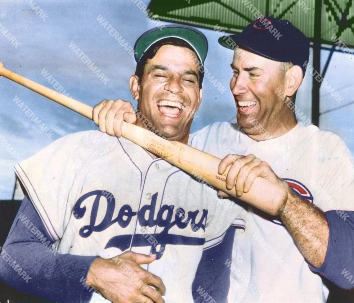 HE783 1952 Br Dodgers COOKIE LAVAGETTO-Reds BILL BEVEN8x10 16x20 Colorized Photo